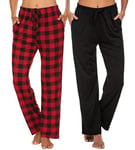 Ekouaer 2 Pièces Bas de Pyjama Femmes Pantalon Pyjama Femme à Carreaux Pantalon de Nuit avec Poches Doux Pantalon Long Vêtements de Nuit