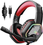 Casque Gaming, Casque Gamer USB avec Son Surround 7.1, Casque ps4 avec Micro Antibruit et Lumière RVB, Casque Audio pour PC/PS4/PS5/Laptop,