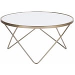 Beliani - Table Basse Ronde avec Plateau en Verre Blanc et Structure en Métal Doré pour Salon Moderne et Glamour