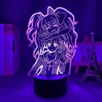 Danganronpa Junko Enoshima 3d yövalo, akryylipaneeli Abs Base USB-kaapeli Illusion Effect Monivärinen kaukosäätimen lamppu lahja animen ystäville (col