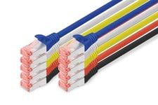 DIGITUS Set: Câble réseau Cat 6-0,5m - 10 pièces - Connecteur RJ45 - S/FTP blindé - Câble Ethernet, Câble LAN - Compatible Cat 6A & Cat 7-2x Gris / 2x Noir / 2x Rouge / 2x Jaune / 2x Bleu