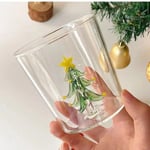 Söt Kreativ Hand blåst glas kopp med vacker 3D jul träd ros hållbar glas mugg