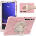 Samsung Galaxy Tab S9 Plus / Tab S8+/S7+/S7 FE - Armor Hybrid skal - 360 grader roterbar - Pink