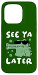 Coque pour iPhone 15 Pro Joli alligator dans des lunettes de soleil, adieu au crocodile, voir plus tard