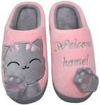 Mishansha Chaussons Femme Homme pour d'hiver Automne Pantoufles Peluche Chaussures Maison avec Dessin Animé - Chaud Doux Confort et Mignon (Rose, 39/40 EU = 40/41 CN)