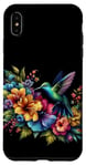 Coque pour iPhone XS Max Peinture colorée colibri pour femme Gris classique