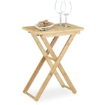 Relaxdays - Table d'appoint pliable bambou table de jardin table console rectangle balcon terrasse HxlxP: 52 x 40 x 31 cm, nature
