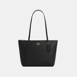 Coach Womens Fiona Zip Tote in Crossgrain Leather - Black - One Size