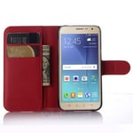 Galaxy J3 2016      Pu Wallet Case    [Red]