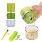 HOTLIKE Garlic Press, 3 PCS Set Garlic Grinder, Crusher with Silicone Garlic Peeler and Cleaner Brush, Multifunction Squeezer for Walnut Peanut Ginger Mincer Garlic Chopper Practical Kitchen Tool