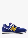 New Balance Kids' 574 Lace-Up Trainers, Blue/Multi