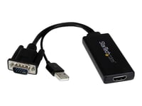 Startech.Com Vga To Hdmi Adapter With Usb Audio & Power - Portable Vga To Hdmi Converter - 1080P - Adapterkabel - Hd-15 (Vga), Usb-Type B Hann Til Hdmi Hunn - 26 Cm - Svart - Usb-Strøm, 1080P-Støtte, Aktiv