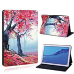 (MediaPad T3 8.015.red tree paint) Huawei MediaPad T3 8.0 /T3 10 9.6 /T5 10/M5 Lite 10.1/M5 10 maalattu nahkainen tabletin jalustan suojakotelo Honor Play Pad -tietokoneiden kuorille ja kuorille