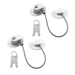 Bamyli 2Pcs Fridge Locks for Children,Window Safety Locks Adhesive,Cupboard Locks with 4 Keys for Child and Adult Cabinet Drawer Fridge Freezer (White)