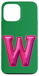 iPhone 13 Pro Max Pink Letter "W" on a Women Girls Ladies Witches Green Color Case