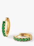 Edge of Ember 14ct Gold Emerald Mini Hoop Earrings