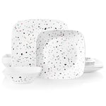 Corelle 18-Piece Dinnerware Set Service for 6, Chip Resistant, Glass, Terrazzo Rosa Square