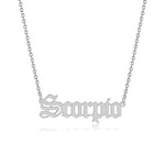 South Coast Jewellery Scorpio Zodiac Horoscope Birth Star Sign Necklace Silver Stainless Steel