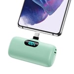 Feob Batterie Externe USB C 5000mAh, 15W 3.0A Charge Rapide Chargeur Portable Mini Power Bank avec Écran LCD Compatible avec Samsung S23,S22/Note/Huawei/Moto/LG/Pixel/Nexus,USB C Phones -Vert Clair