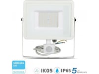 V-Tac Flomlys V-Tac 50W Led-Projektor Samsung Chip Bevegelsessensor Avskjæringsfunksjon Hvit Vt-50-S 3000K 4000Lm 5 Års Garanti