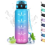 Gourde, Gourde 1.5L anti Fuite, Gourde Filtrante qui Peut être Transporté avec Vous, Gourde Sport avec Marqueur de Temps, Facile à Nettoyer, Botella Agua pour Running, Vélo, Musculation, Randonnée