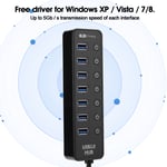 7-Port USB 3.0 Hub With Switch Smart 2A Fast Charging Splitter Docking Stati QCS