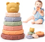 Tour Souple Empilable Jouets Sensoriel Dentition pour Bébé pour Jeu D'empilement, Jouet Bebe 1 an, Jeux Educatif Montessori Jouets à Presser Cadeau pour Bebe Enfant 6 9 12 Mois 1 Ans.[G645]