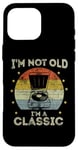 Coque pour iPhone 16 Pro Max Tourne-disque rétro vintage I'm Not Old I'm Classic Meme Funny