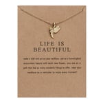 Life is beautiful -halsband med fågel 18K guldpläterad gåva kolibri julklapp Guld one size