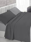 Italian Bed Linen CL-NC-Grigio chiaro/fumo-1P Natural Color Ensemble de draps de lit, Clair/Gris foncé, Single, 100 % Coton