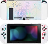 Coque Compatible Avec La Switch,Slim Hard Dockable Cover With 2 Soft Joycon Cover,Étui Switch Et 2pcs Capuchon Joystick Switch Et 1pc Carte Laser Décorative,Feux D'artifice