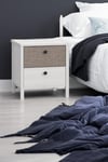 2 Drawer Bedside Table Whitewash Oak & Linen Finish