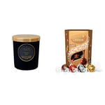 Shearer Candles Amber Noir Scented Jar Candle with Gold Lid, Black, 7cm l x 7cm w x 8.4cm h & Lindt Lindor Assorted Chocolate Truffles Box - Approx 16 Balls, 200g - Chocolate Truffles