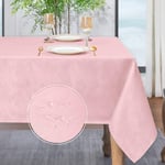 Softalker nappe rectangulaire 100x140 cm anti tache nappe extérieur impermeable jardin nappe à rayures jacquard nappe rose tissu decoration de petite table pour anniversaires, mariage, noel, nouvel an