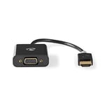 Câble HDMI - HDMI Connecteur - VGA Femelle 15p / 3.5 mm Femelle - 1080p - Plaqué Or - 0.20 m - Droit - PVC - Anthracite - Boite avec Fenêtre et Euro Lock