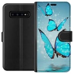 Samsung Galaxy S10 Sort Lommebokdeksel Magiska Fjärilar