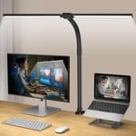 Lampe De Bureau Led Puissante,24W 80Cm Lampe De Table Double Source Avec Pince,Lampe De Moniteur 11 Luminosité,5 Températures De Couleur,Pour Ecran Pc,Design,Lecture,Dessin