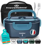 TRAVELISIMO Gamelle Chauffante 80W Lunch Box Chauffante Electrique 1,5L Boite Repas Isotherme 220V 24V 12V Boite Chauffante Repas Camion Bureau, Gamelle Chauffante Allume Cigare Boite Repas Chauffante