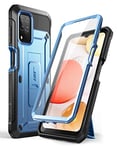 SUPCASE Unicorn Beetle Pro Series Coque intégrale Robuste avec Protecteur d'écran intégré pour Samsung Galaxy A12 (2020) 6,5" – Bleu métallisé