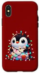 iPhone X/XS Christmas Penguin with Light Strings Clumsy Cute Entangled Case