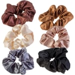 Paket med 6 hårscrunchies siden scrunchies satin för kvinnor, hår