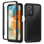 seacosmo Coque pour Galaxy A23 5G/4G, Antichoc Housse avec Protection écran 360°Protection Etui Double Face Bumper Portable Robuste Transparent Intégrale Coque A23 - Noir