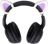 Kitty Ears Décoratif pour Casque,Oreilles en Silicone Décoration de Chat Mignon,Compatible avec Gaming Headsets Sony/HyperX,Installation avec Sangles de Fixation Réglables,Blanc+Violet