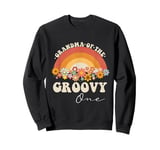 Retro Grandma Of The Groovy One Rainbow Colorful Flowers Sweatshirt