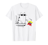 Cool Cat Knock Over Elephant With Trump Hair Funny Kamala T-Shirt