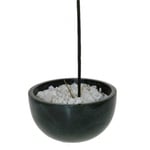 Incense Stick Bowl Black Soapstone + White Pebbles -- 7.5 Cm