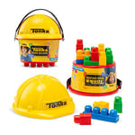 Tonka, Tough Builders Hard Hat & Bucket, 25 Big Building Blocks, STEM Construction Building Bricks, Creative Play Set for Toddlers, Children, Boys and Girls Ages 12 Months +, Basic Fun 06187 FFP