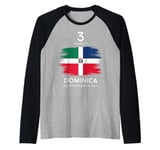 Patriotic Dominica Independence Day Vintage Dominica Flag Raglan Baseball Tee