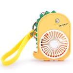 Mini Handheld Personal Portable Fan, Creative Dinosaur Shape 2 Speed USB Rechargeable air cooler, Cute Kids Students Girls Fan (Yellow)
