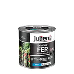 Julien Peinture Fer Anti-Rouille Mat - Portes, grilles, portails, mobilier de jardin en métal - Noir Mat 0,25 L